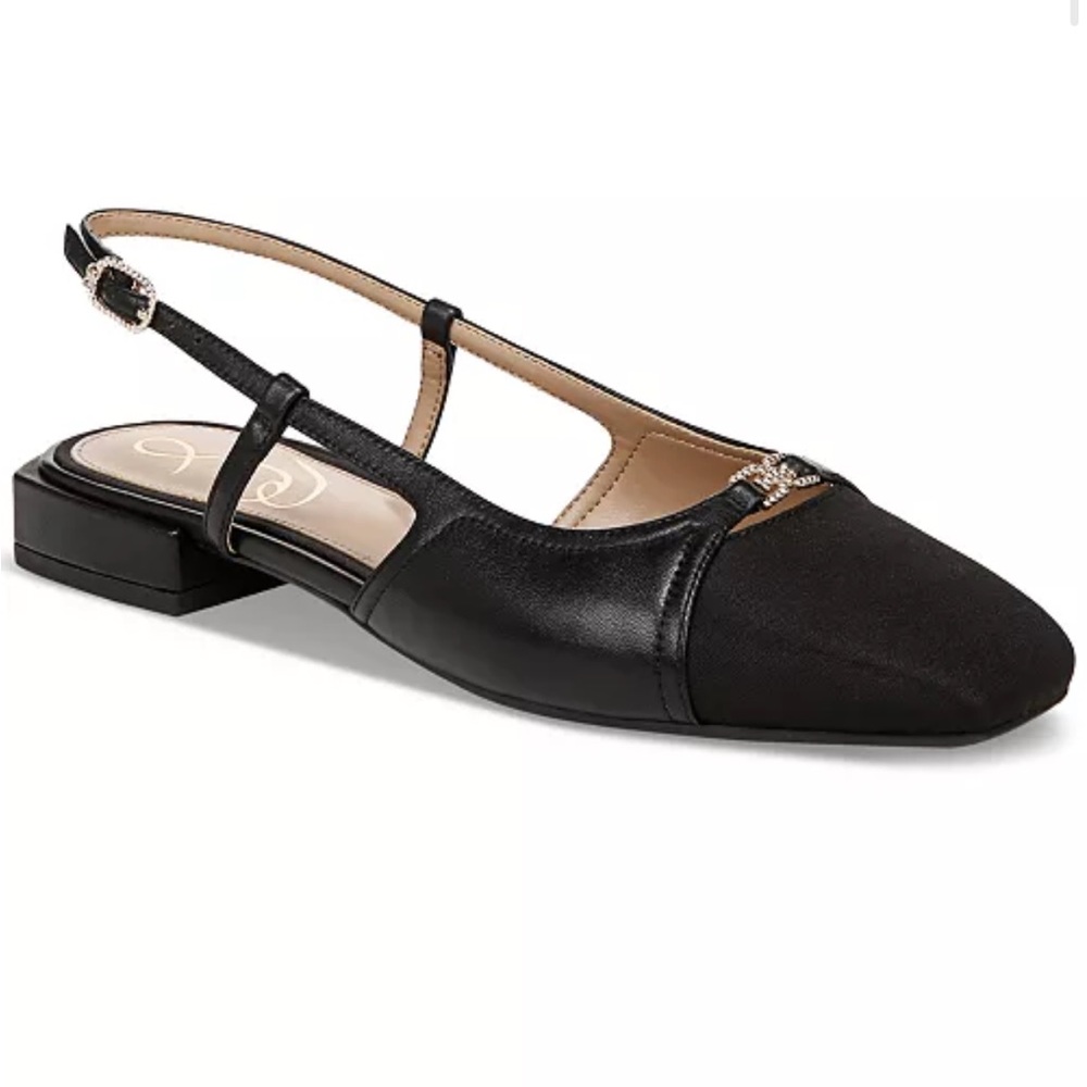 Sam Edelman Black Kara Cap-Toe Slingback Flats